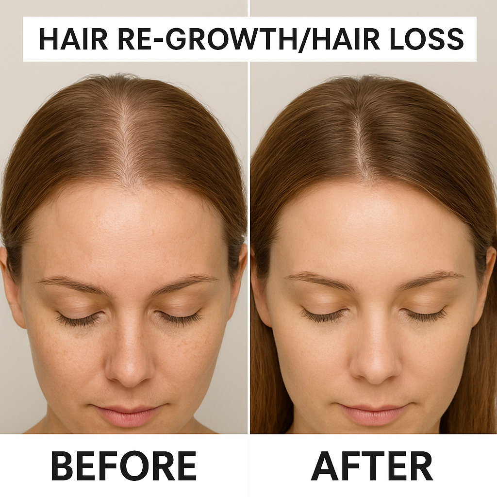 Hair re-growth progress comparison